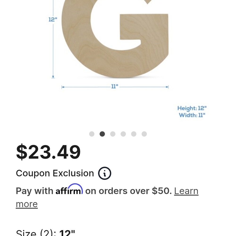 12" Wooden Craft Letters "G", "L", "D" - 3 Each, Willing To Split - Picture 3 of 4